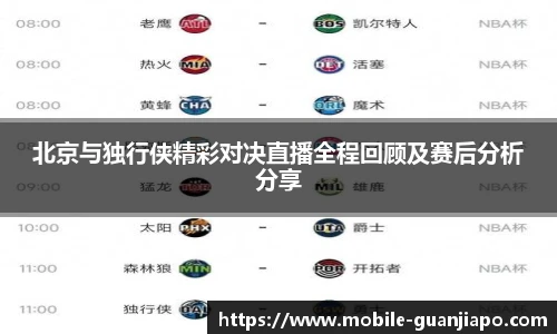 北京与独行侠精彩对决直播全程回顾及赛后分析分享